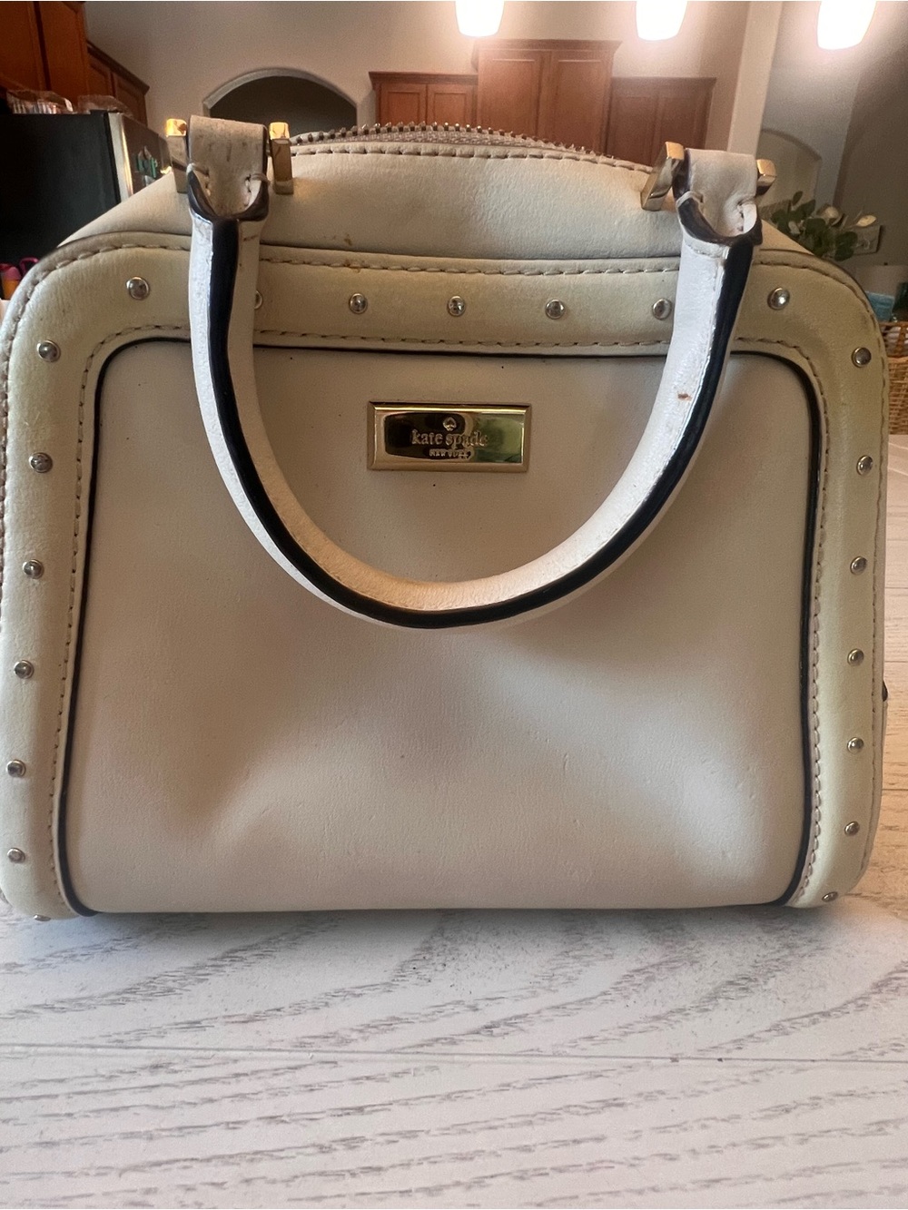 Kate Spade Cream Leather Studded Satchel